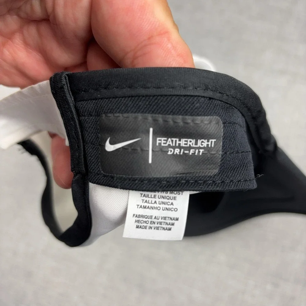Nike Hat Cap Strap Back Mens One Size White Featherlight Dri-FIT Running Sport